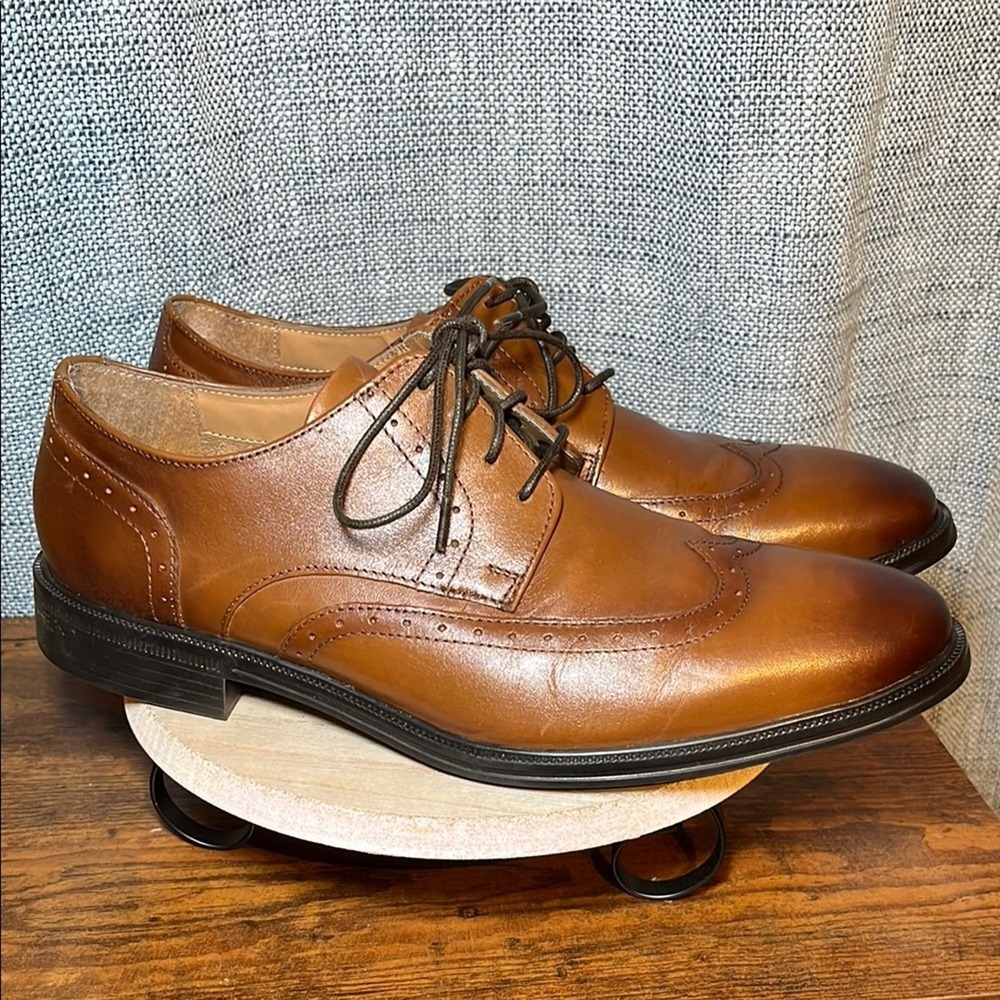 Nunn Bush Wingtip Oxford‎ Mens 11 Cognac Brown Leather Comfort Gel 84145-221
